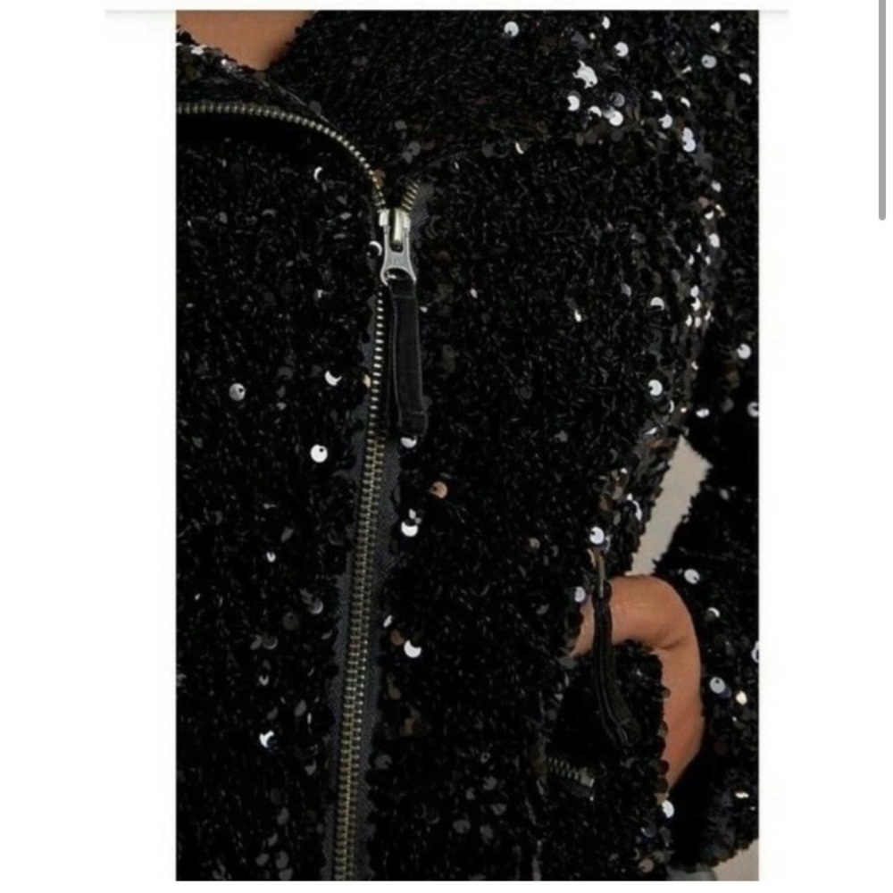 Anthropologie Black Sequin Jacket Small